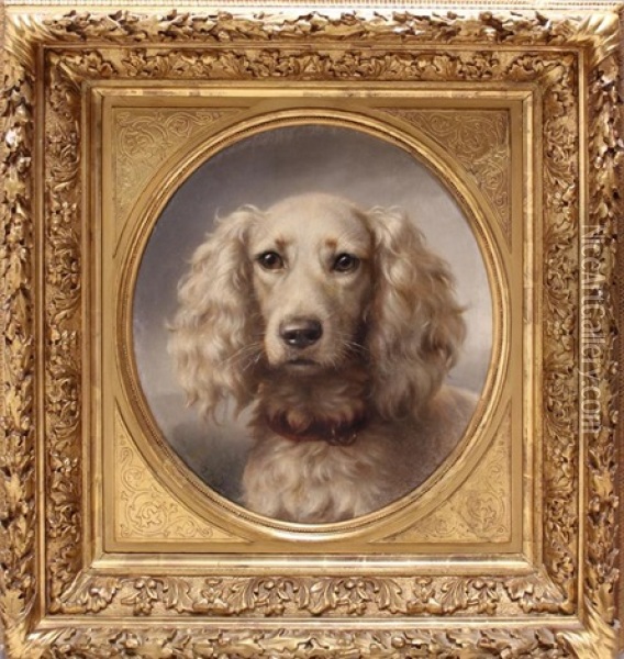 Detailliertes Hundeportrait Eines Weisen Setters Oil Painting - Johannes Christian Deiker