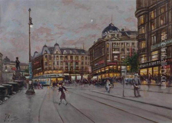 Bahnhofplatz Zurich Oil Painting - Fausto Giusto