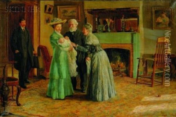 New Parents Oil Painting - Margaret W. Lesley Bush-Brown
