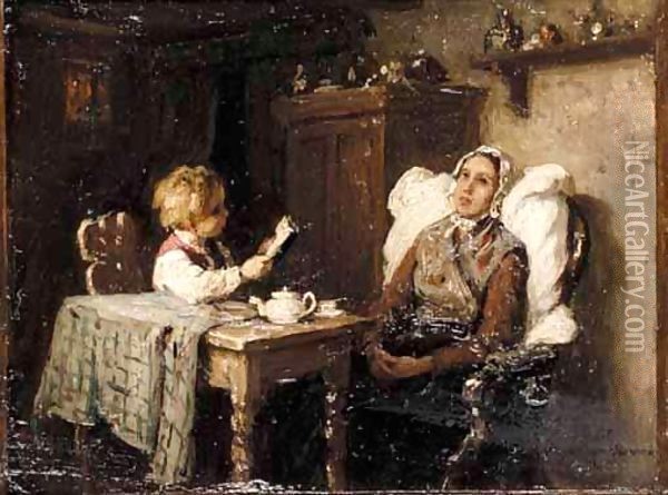 The Story Teller Oil Painting - Meyer Georg von Bremen