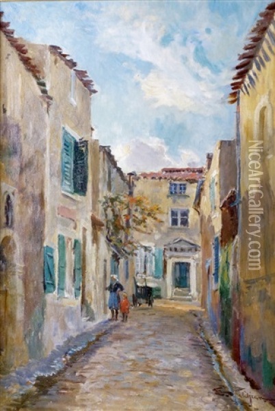 Rue De Village Provencal Oil Painting - Edmond Marie Petitjean