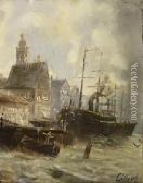 Schiffe Im Hafen Oil Painting - Karl Kaufmann