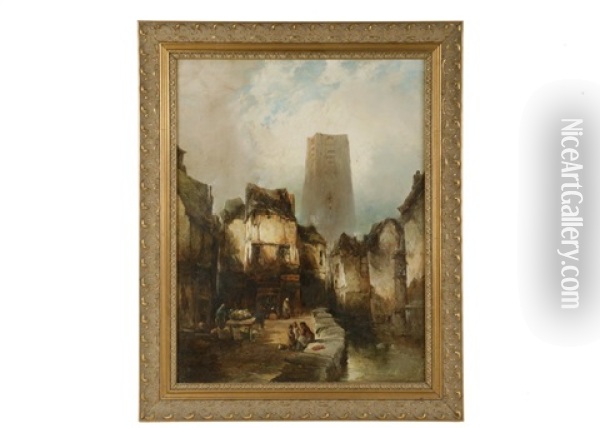 The Belfry Of Tournai (oldest In Belgium) Oil Painting - Charles Henri Joseph Leickert