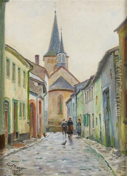 Die Baptisgasse In Bitburg/eifel Oil Painting - Carl Nonn