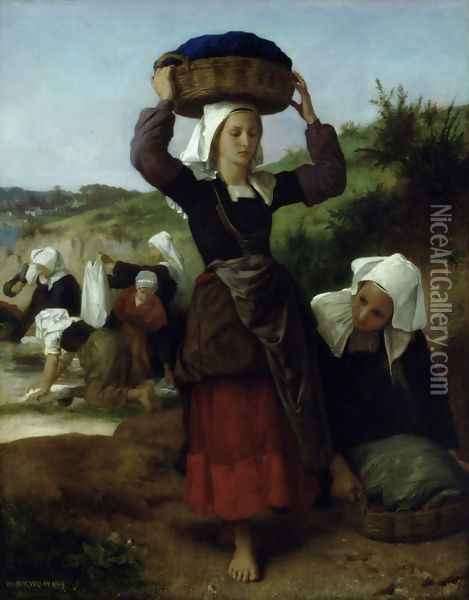 Washerwomen of Fouesnant Oil Painting - William-Adolphe Bouguereau