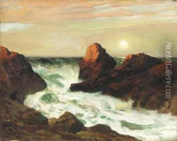 The Rocky Coast Oil Painting - Franklin De Haven
