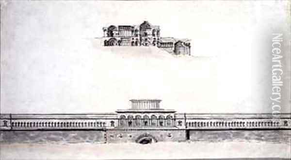 Design for a Neo Classical Palace Oil Painting - Pierre Francois Leonard Fontaine