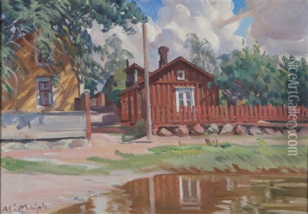 Taloja Rannalla Oil Painting - Alarik (Ali) Munsterhjelm
