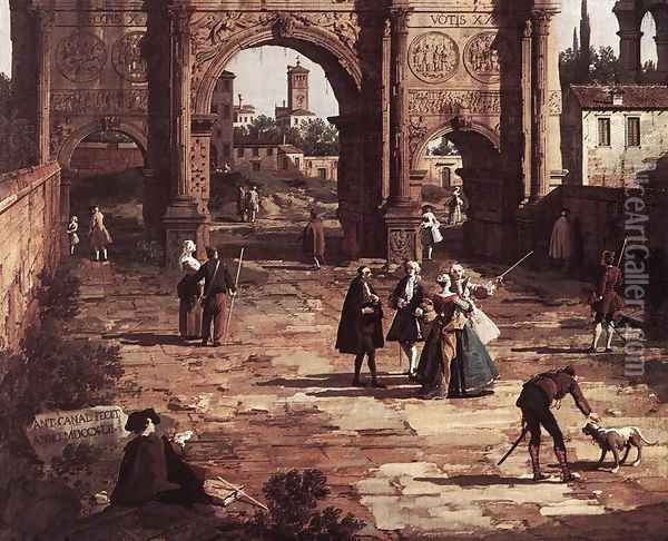 Rome The Arch of Constantine (detail) Oil Painting - (Giovanni Antonio Canal) Canaletto