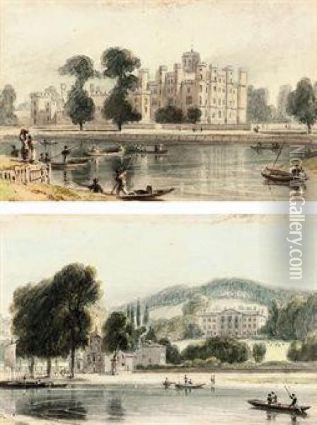 A View Of The Royal Palace At Kew Oil Painting - William Daniell RA