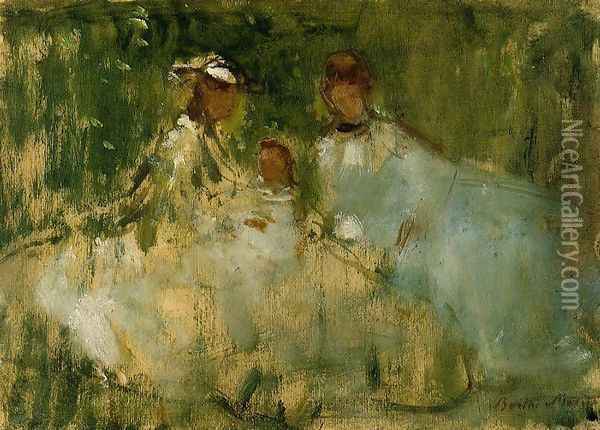 Women And Little Girls In A Natural Setting Oil Painting - Berthe Morisot