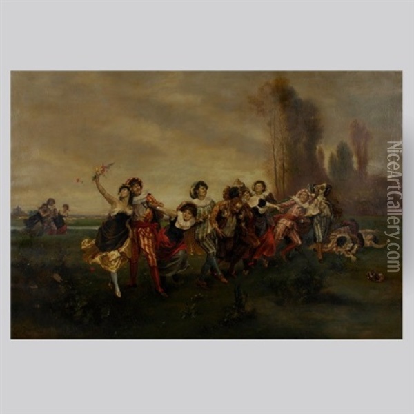 Pantomim Oil Painting - Emile Antoine Bayard