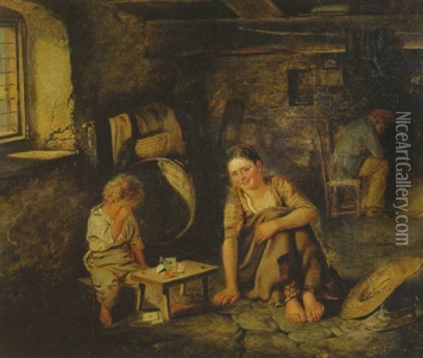 Das Innere Einer Schwarzwalder Bauernstube Oil Painting - Ludwig Knaus