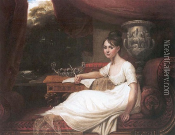 Portrait Of Eleanor Porden, Lady Franklin Oil Painting - Mary Ann Flaxman