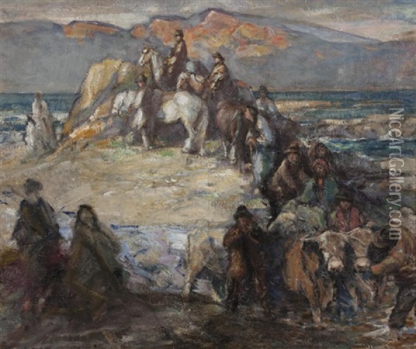 Islanders, Possibly Emigrants Oil Painting - George Smith