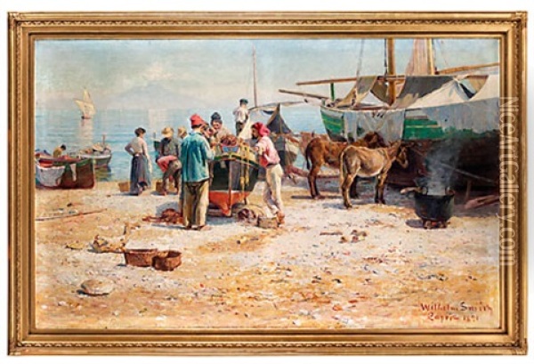 Folkliv Pa Capri Oil Painting - Wilhelm Smith