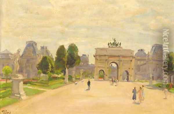Devant le Louvre, Jardin des Tuilleries, Paris Oil Painting - Isaac Israels