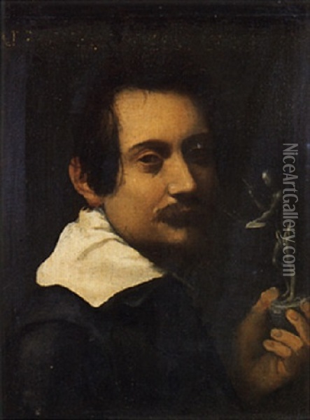 Portrait Of A Sculptor Holding A Sculpture Oil Painting - Cavaliere Giovanni Baglione