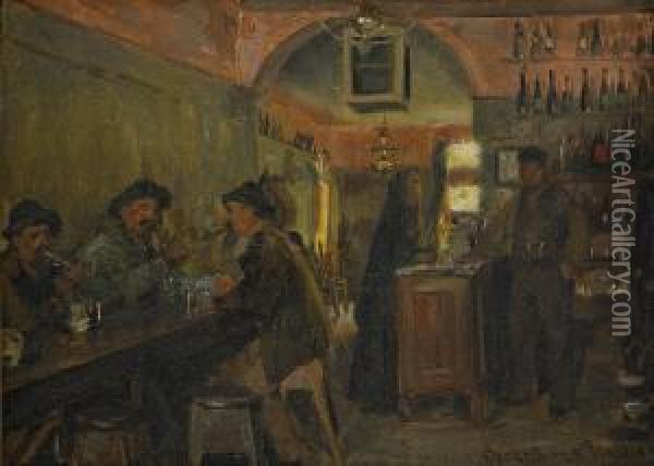 Fran En Trattoria I Venedig Oil Painting - Gustav Oscar Bjorck