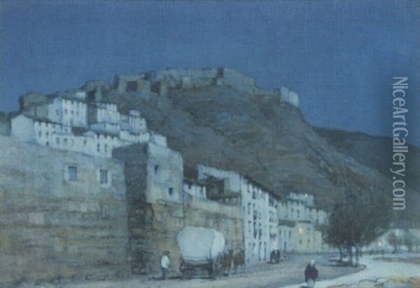 Moonlight, Malaga, Spain Oil Painting - A. Moulton Foweraker