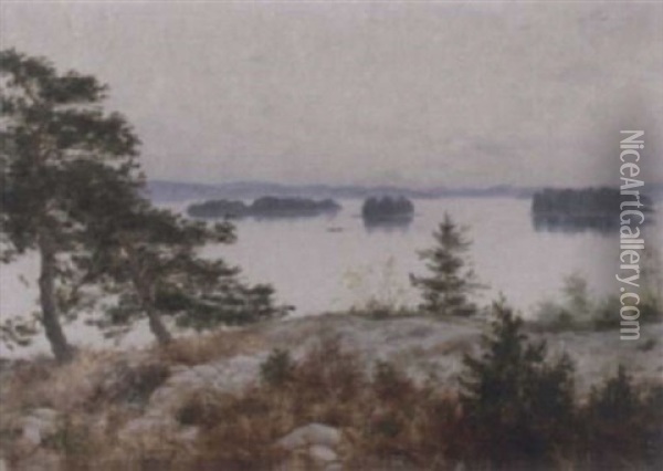 Sjolandskap - Motiv Fran Sommen Oil Painting - Knut Ekwall