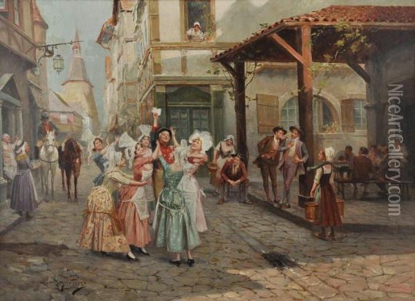 Arrival Of The Letter Carrier Oil Painting - Alonso Perez