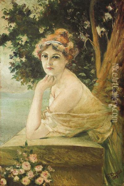 Dama Castellana Sul Mare Oil Painting - Gustave Durand
