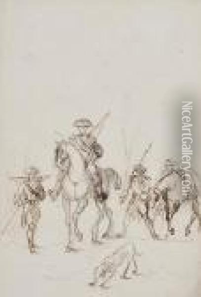 Military Men On Horseback, Oil Painting - Paul Albert Besnard