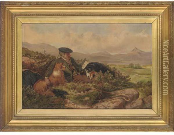 A Resting Gamekeeper Oil Painting - F. Clarke