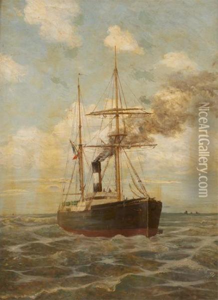 Cargo Mixte Oil Painting - E.G. Jaboneau