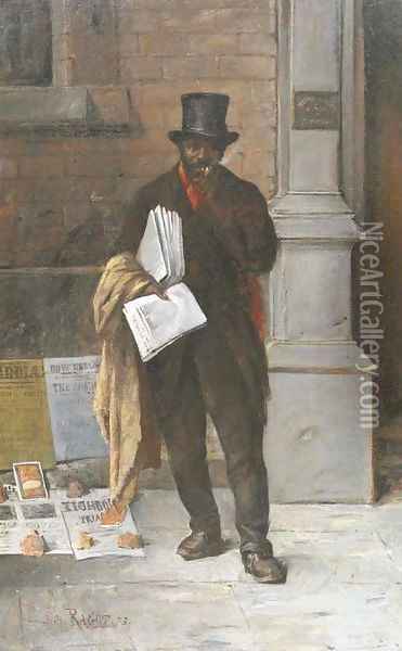 Le vendeur des journaux Oil Painting - Jules-Felix Ragot