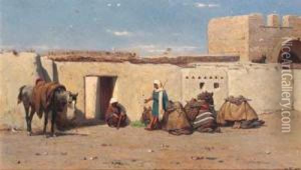 Arab Merchants Resting Oil Painting - Willem De Famars Testas