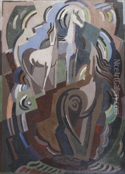 Achill Horses Oil Painting - Mainie Harriet Jellett