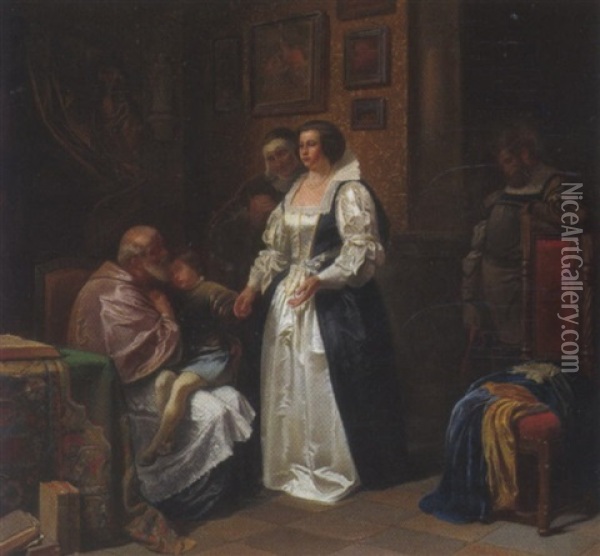 Die Adoption Oil Painting - Friedrich Ritter von Malheim Friedlaender