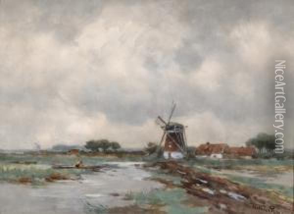 Landscape With A Mill Andhouses Oil Painting - Willem Cornelis Rip