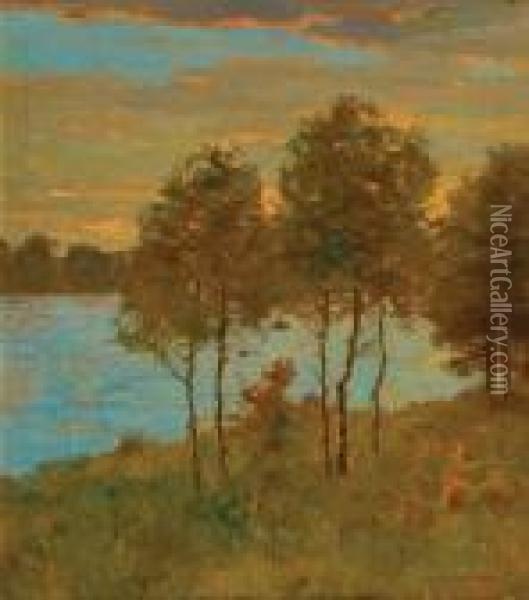 An Enchanted Sunset Oil Painting - Charles Warren Eaton