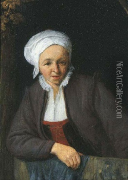 A Woman At The Doorway Oil Painting - Adriaen Jansz van Ostade