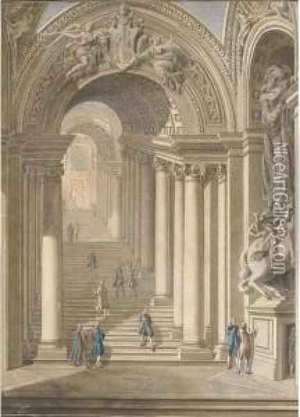 The Scala Regia In Saint Peter's Basilica Oil Painting - Francesco Panini