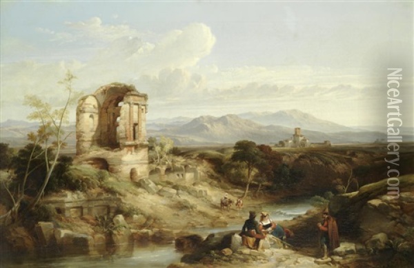 A Ruin In The Campagna Of Rome Oil Painting - William Leighton Leitch