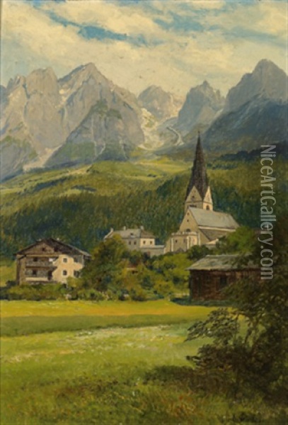 Dorf In Den Bergen Oil Painting - Konrad Petrides