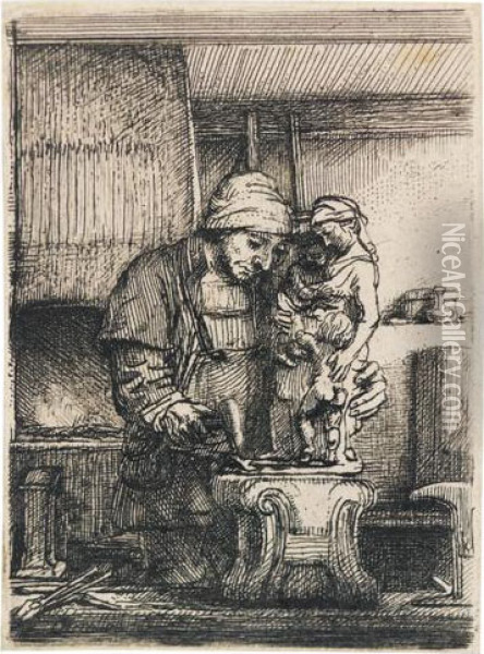 The Goldsmith. Oil Painting - Rembrandt Van Rijn