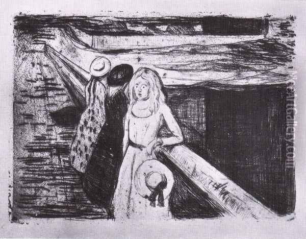jeunes filles sur la jetée 1903 Oil Painting - Edvard Munch