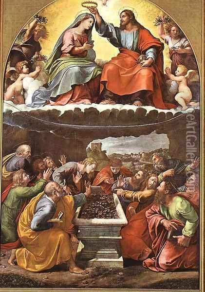 Monteluce Madonna Oil Painting - Giulio Romano (Orbetto)