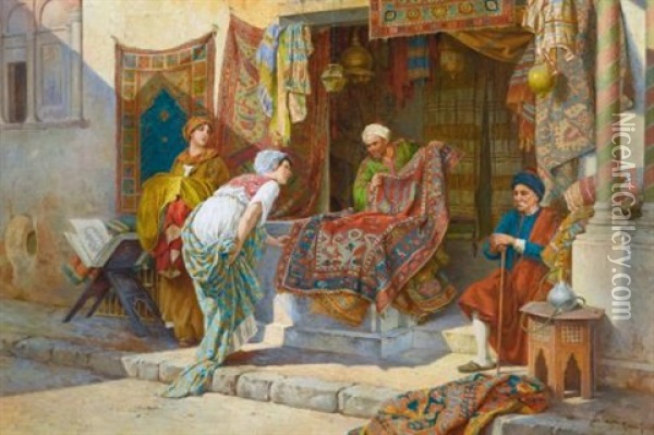 The Carpet Merchant Oil Painting - Francesco Ballesio