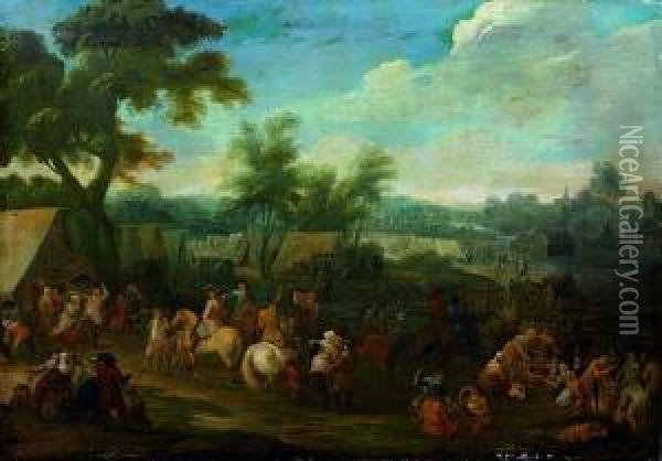 Un Campement Militaire Oil Painting - Louis Joseph, Dit Watteau De Lille