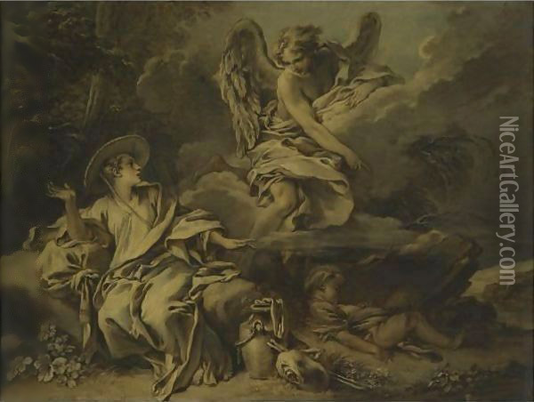 Hagar And Ishmael In The Desert Oil Painting - Francois Boucher