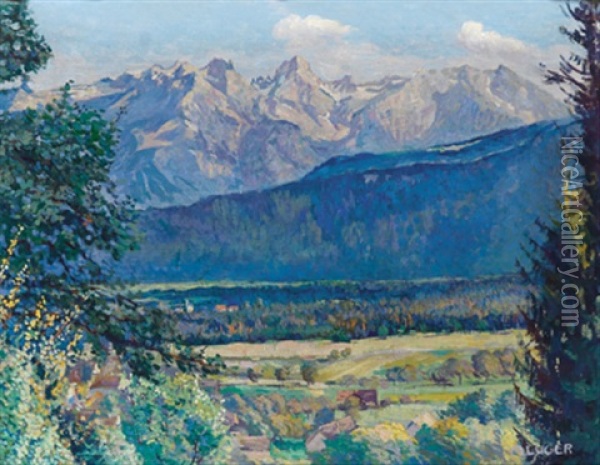 Alpenlandschaft (ennstal?) Oil Painting - Alfons Luger