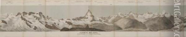 Panorama Des Alpes, Pris Sur Le Gornergrat Pras Zermatt Au Canton Du Valais Oil Painting - Johann Rudolf Dill