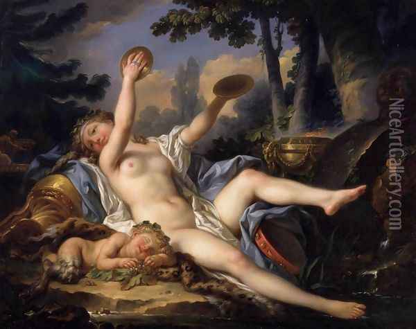 Reclining Bacchante Playing the Cymbals 1778 Oil Painting - Jean-Simon Berthelemy