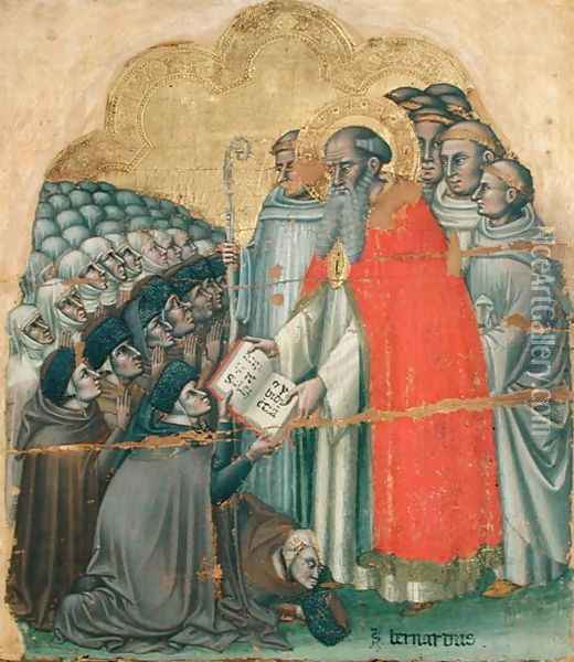 St. Bernard Tolomeo (1272-1348) giving the Rule to his Order Oil Painting - Simone dei Crocefissi